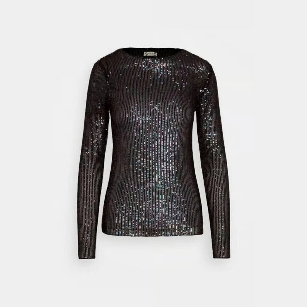 New! Free People Intimately Gold Rush Sequin Long Sleeve Top Size XS 41635 - Picture 2 of 12